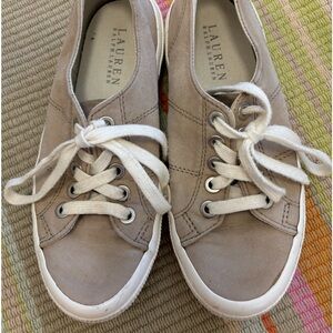Lauren/Ralph Lauren tan suede sneakers